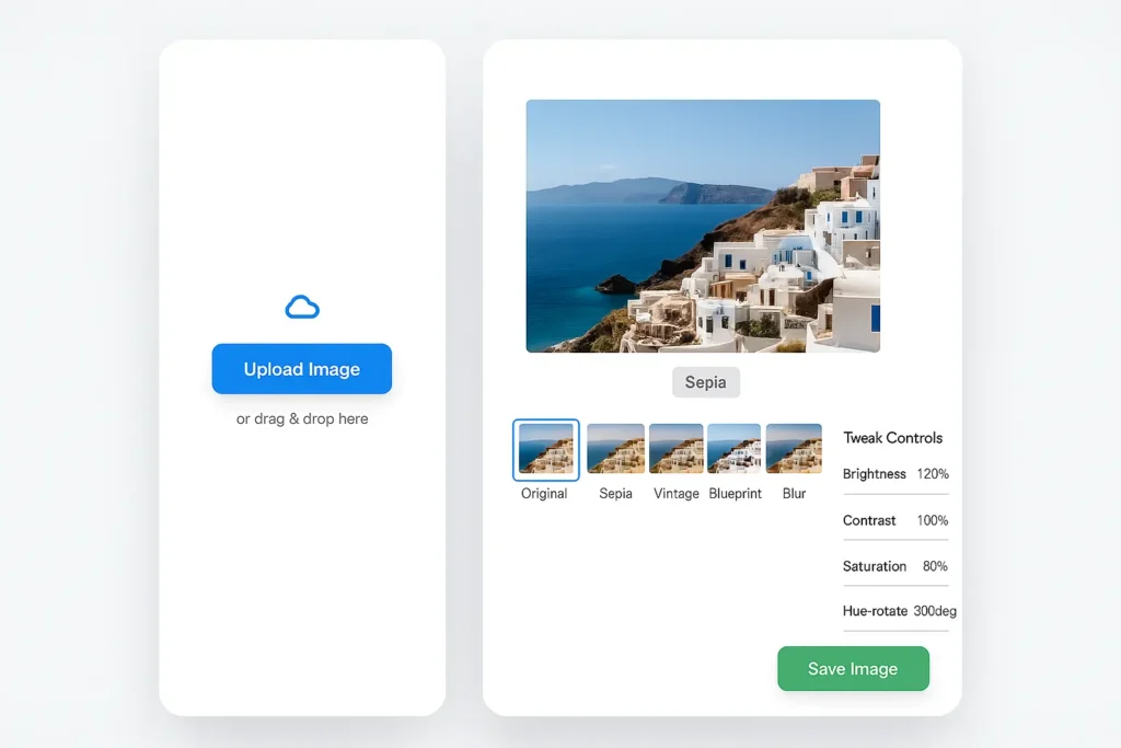 a design of a simple image editor web application